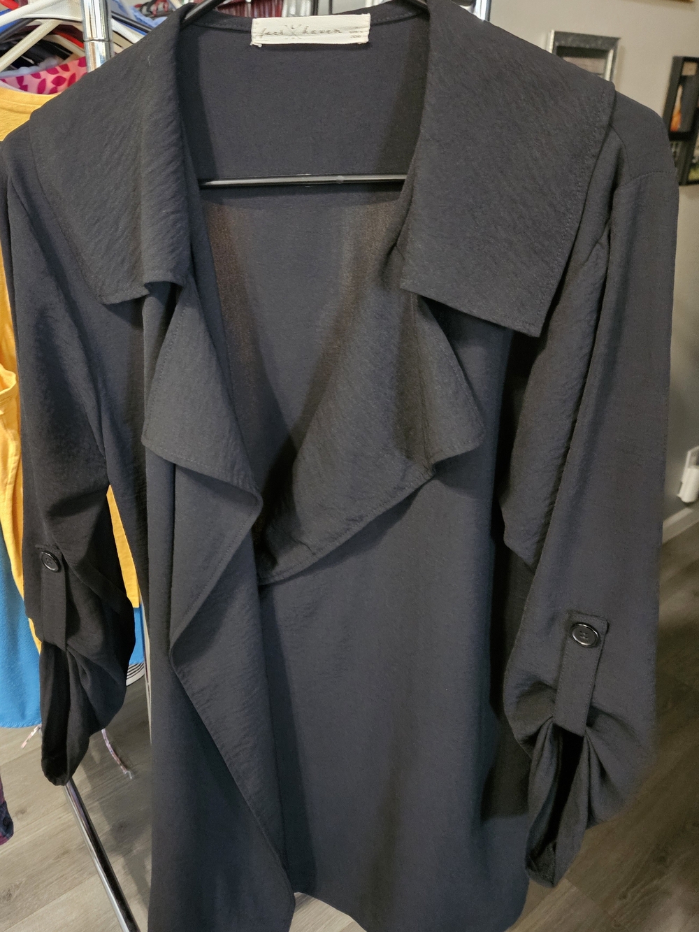 Black Draped Open-Front top